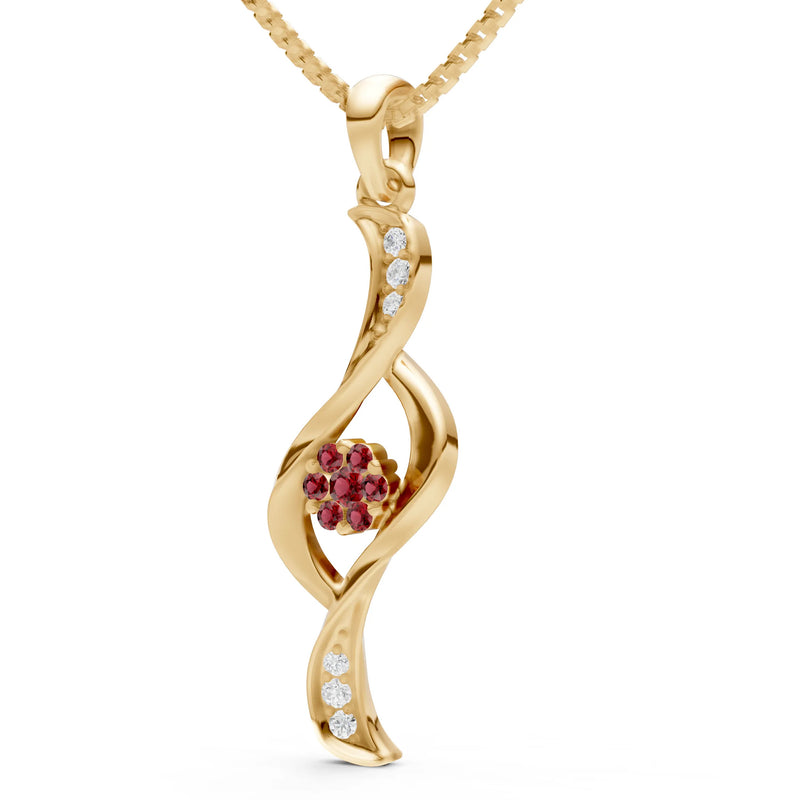 Twist Floral Pendant with Diamond Accents