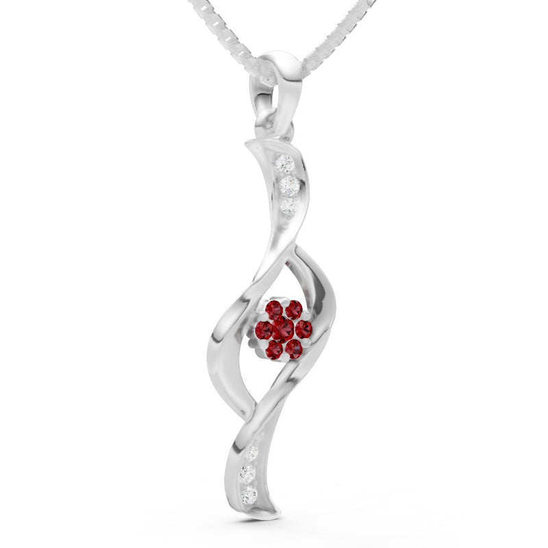 Twist Floral Pendant with Diamond Accents