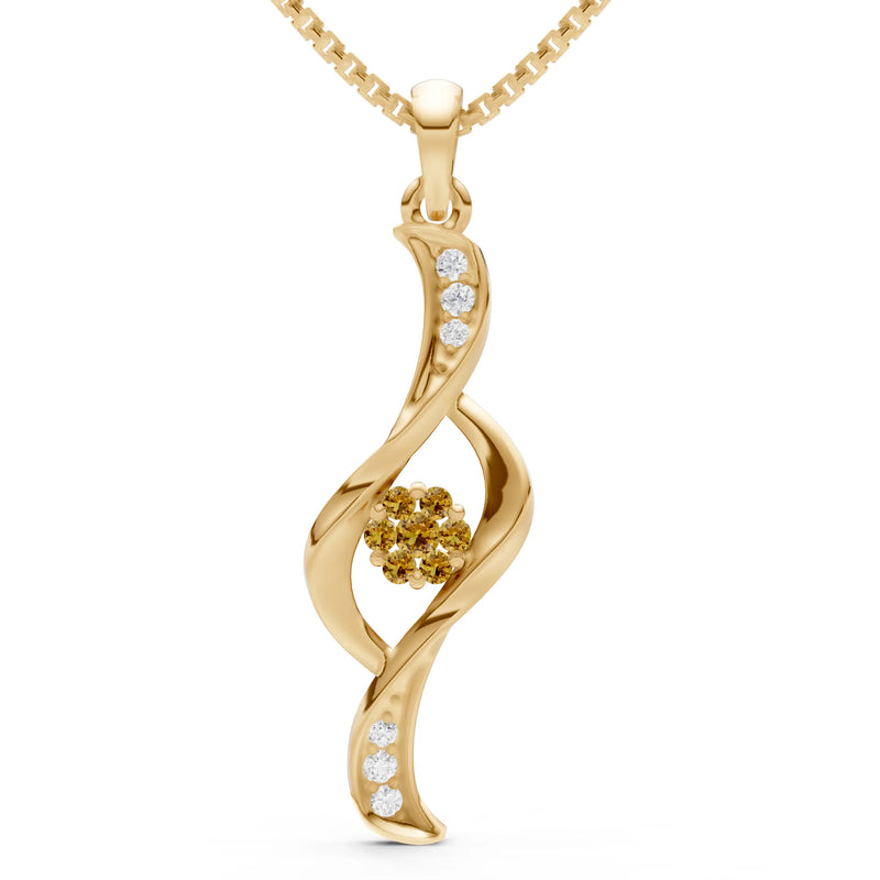 Twist Floral Pendant with Diamond Accents