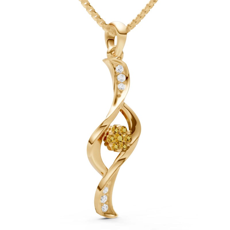 Twist Floral Pendant with Diamond Accents