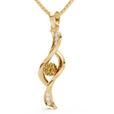 Citrine Twist Floral Pendant with Diamond Accents