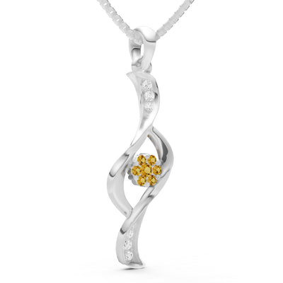 Twist Floral Pendant with Diamond Accents