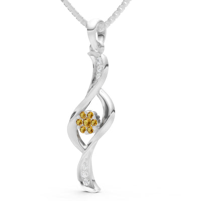 Twist Floral Pendant with Diamond Accents