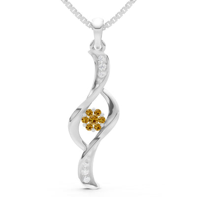 Citrine Twist Floral Pendant with Diamond Accents