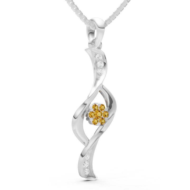 Citrine Twist Floral Pendant with Diamond Accents