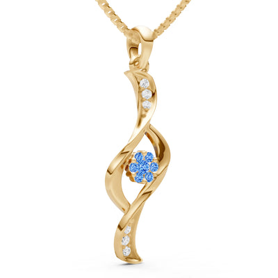 Twist Floral Pendant with Diamond Accents