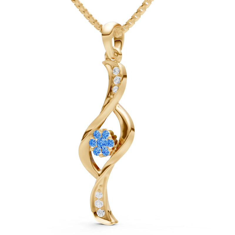 Twist Floral Pendant with Diamond Accents