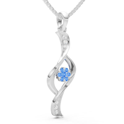 Twist Floral Pendant with Diamond Accents