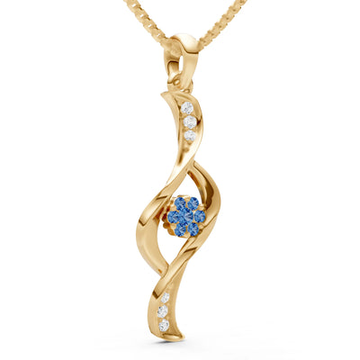 Twist Floral Pendant with Diamond Accents