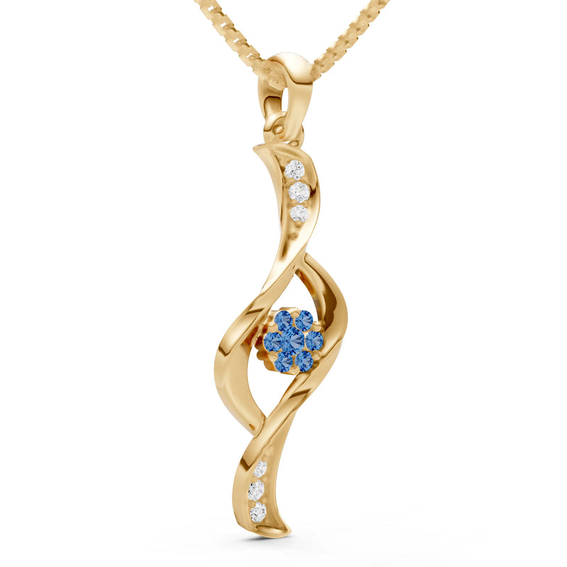 Twist Floral Pendant with Diamond Accents