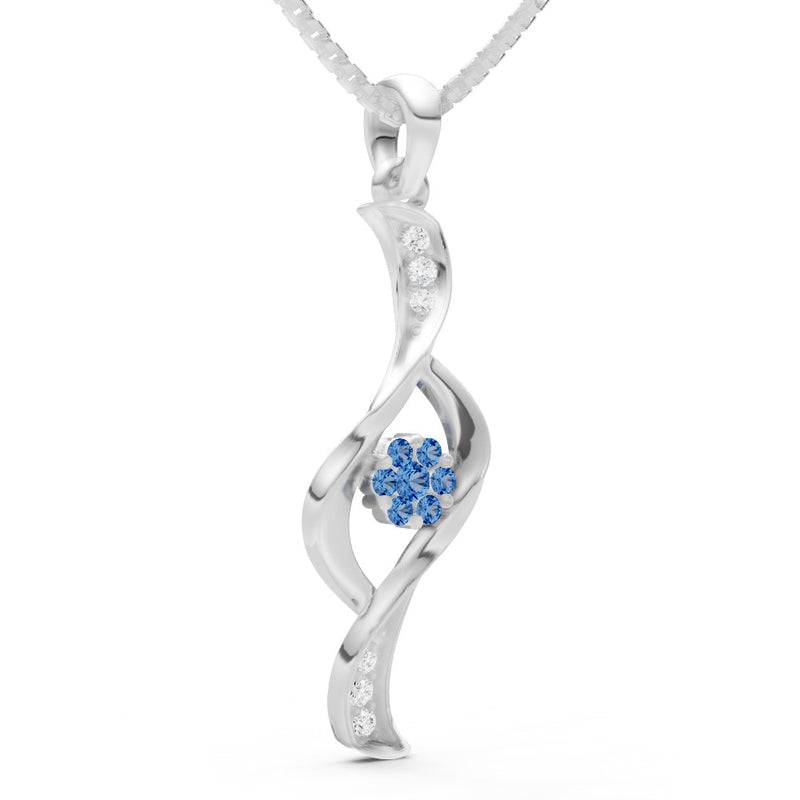 Twist Floral Pendant with Diamond Accents