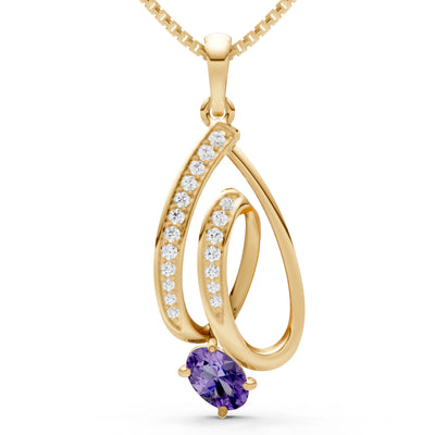 Amethyst Gemstone Teardrop Oval Shape Pendant