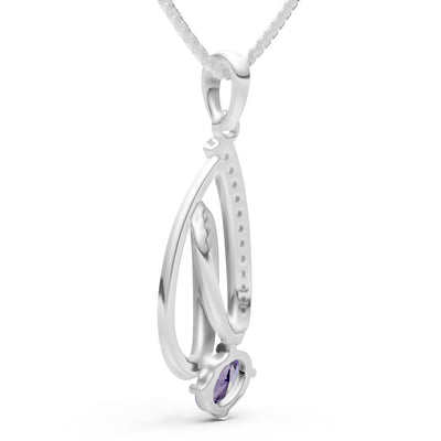 Amethyst Gemstone Teardrop Oval Shape Pendant