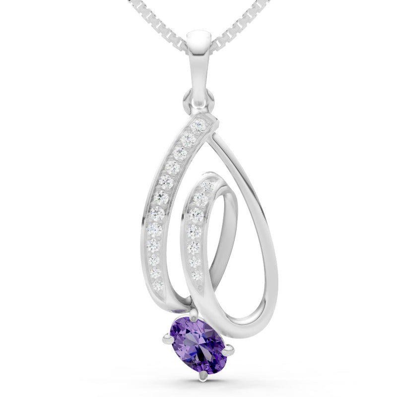 Amethyst Gemstone Teardrop Oval Shape Pendant