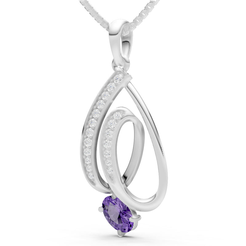 Amethyst Gemstone Teardrop Oval Shape Pendant