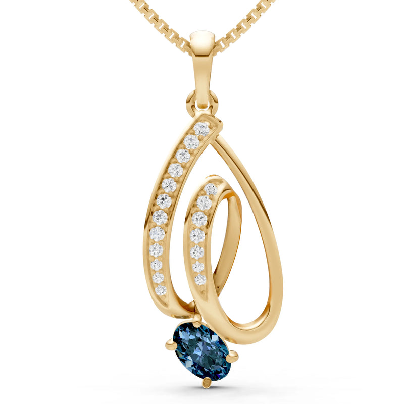 Gemstone Teardrop Oval Shape Pendant