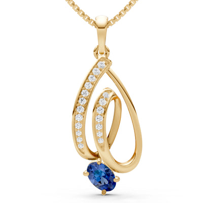 Blue Sapphire Gemstone Teardrop Oval Shape Pendant