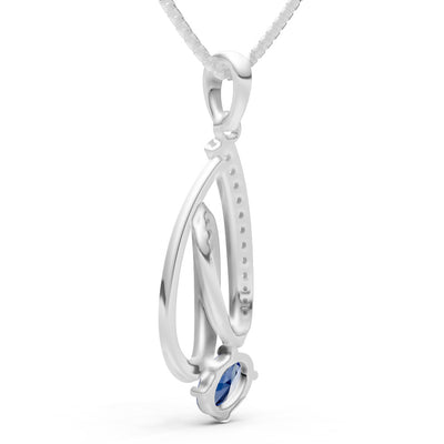 Blue Sapphire Gemstone Teardrop Oval Shape Pendant