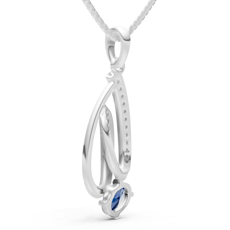 Blue Sapphire Gemstone Teardrop Oval Shape Pendant