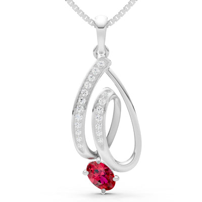 Ruby Gemstone Teardrop Oval Shape Pendant