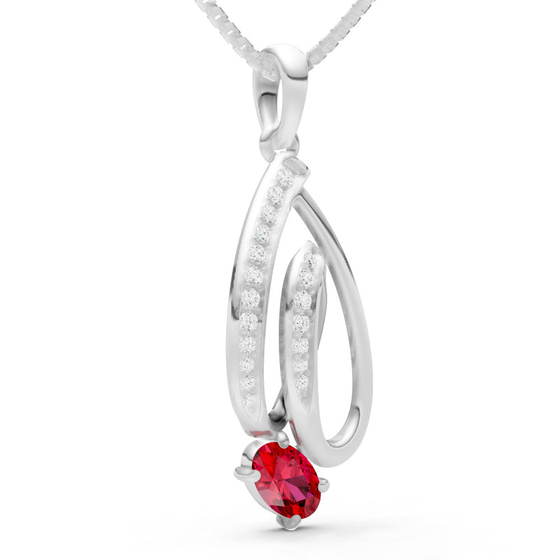 Ruby Gemstone Teardrop Oval Shape Pendant