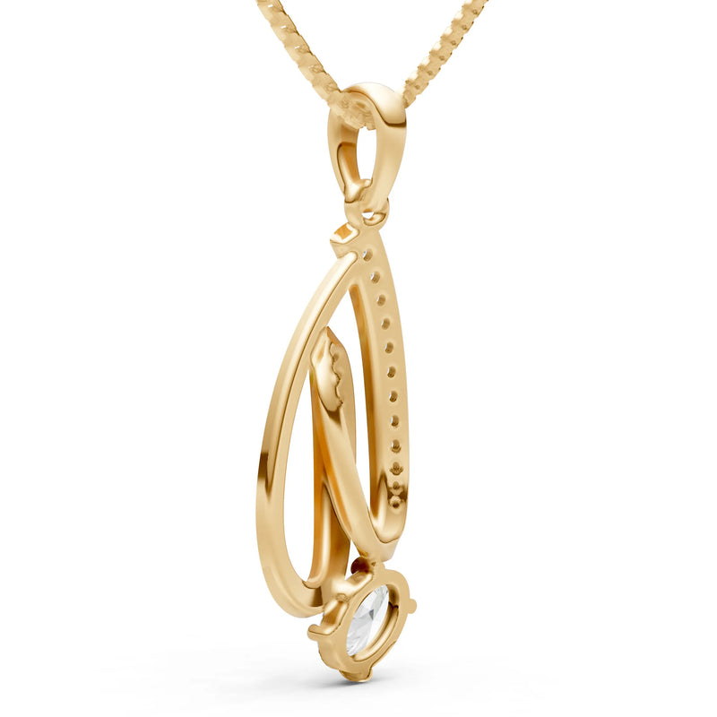 Diamond Gemstone Teardrop Oval Shape Pendant