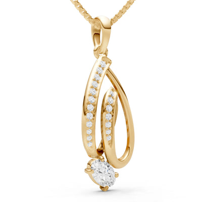 Diamond Gemstone Teardrop Oval Shape Pendant