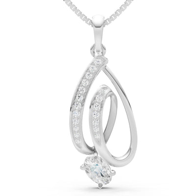Diamond Gemstone Teardrop Oval Shape Pendant