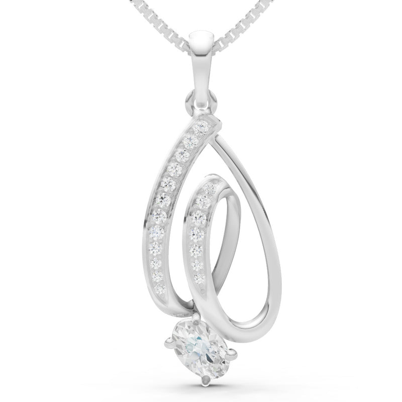 Diamond Gemstone Teardrop Oval Shape Pendant