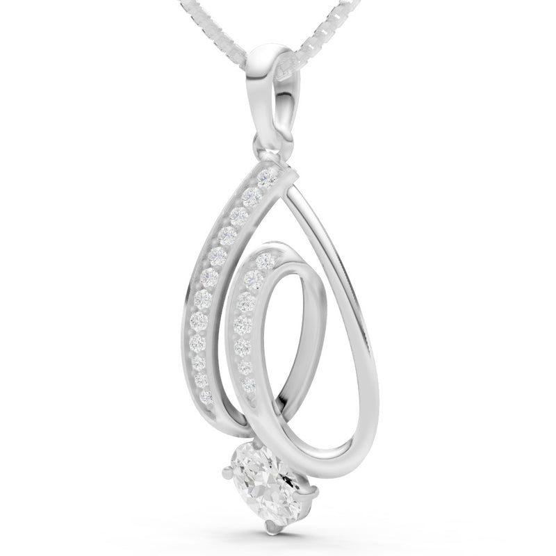 Diamond Gemstone Teardrop Oval Shape Pendant