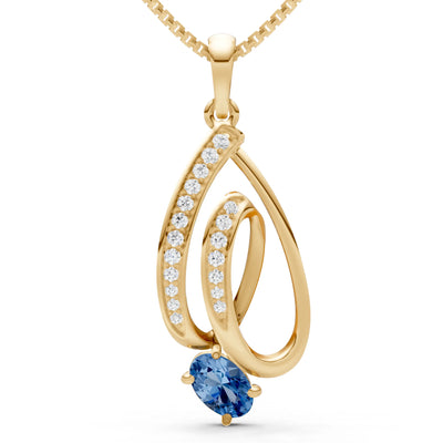 London Blue Topaz Gemstone Teardrop Oval Shape Pendant