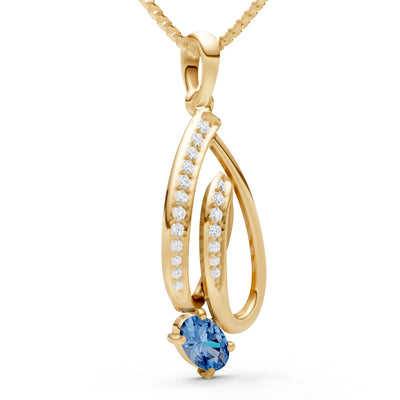London Blue Topaz Gemstone Teardrop Oval Shape Pendant