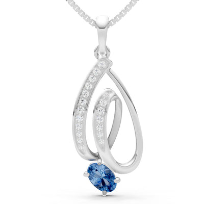 London Blue Topaz Gemstone Teardrop Oval Shape Pendant