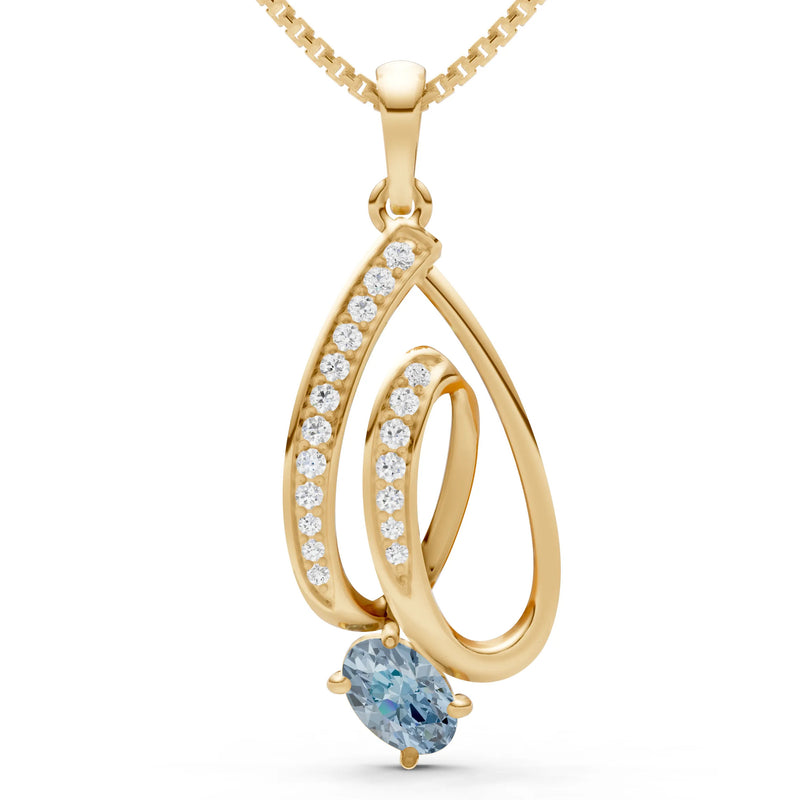 Aquamarine Gemstone Teardrop Oval Shape Pendant