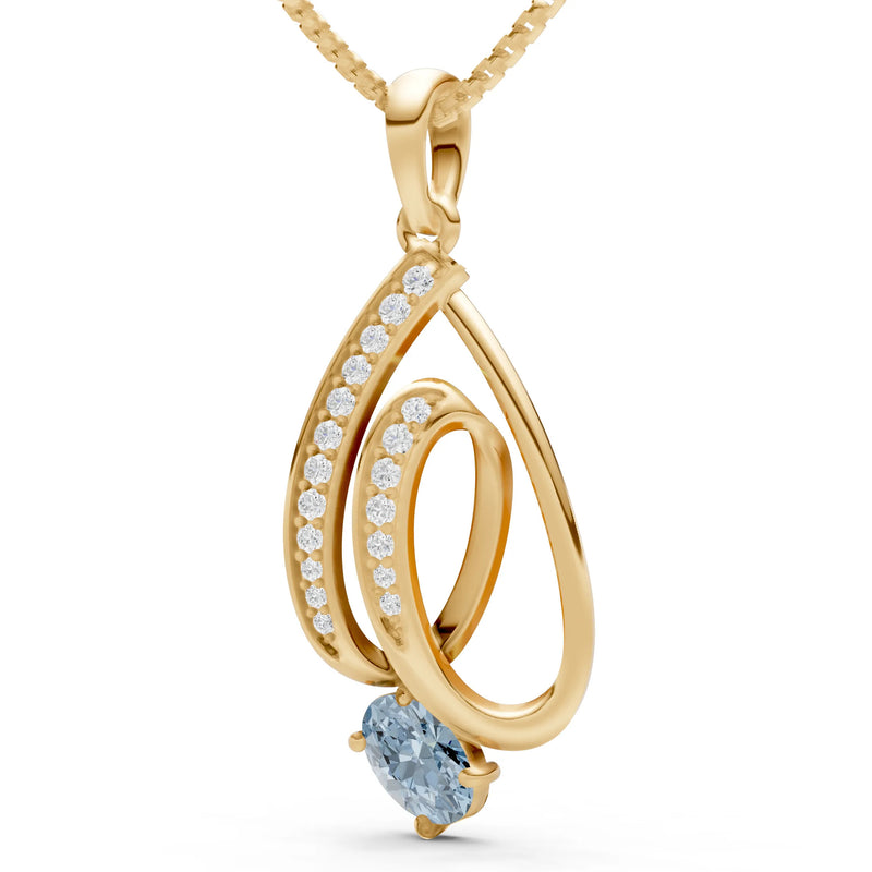 Aquamarine Gemstone Teardrop Oval Shape Pendant