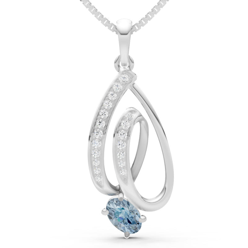 Aquamarine Gemstone Teardrop Oval Shape Pendant