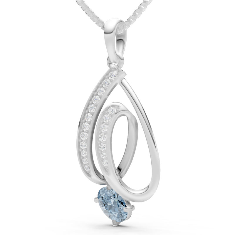 Aquamarine Gemstone Teardrop Oval Shape Pendant