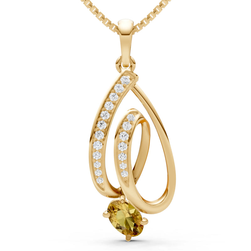 Citrine Gemstone Teardrop Oval Shape Pendant