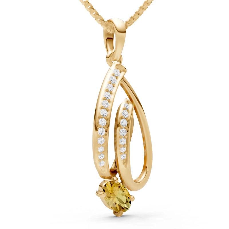 Citrine Gemstone Teardrop Oval Shape Pendant