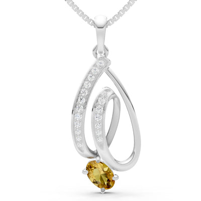 Citrine Gemstone Teardrop Oval Shape Pendant