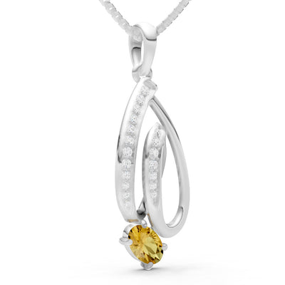 Citrine Gemstone Teardrop Oval Shape Pendant