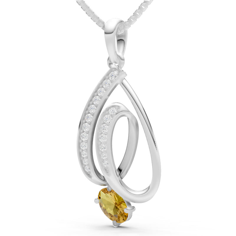 Citrine Gemstone Teardrop Oval Shape Pendant