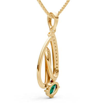 Emerald Gemstone Teardrop Oval Shape Pendant