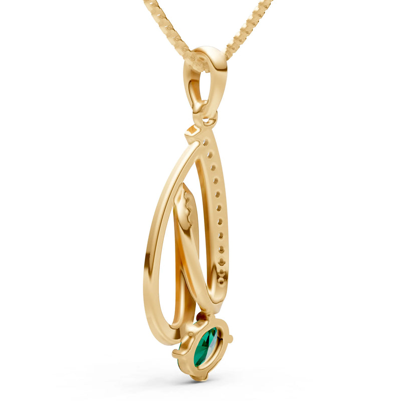 Emerald Gemstone Teardrop Oval Shape Pendant