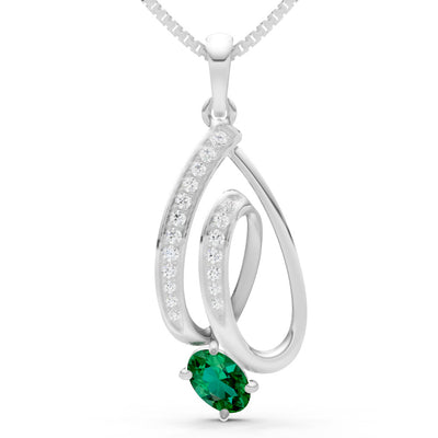 Emerald Gemstone Teardrop Oval Shape Pendant