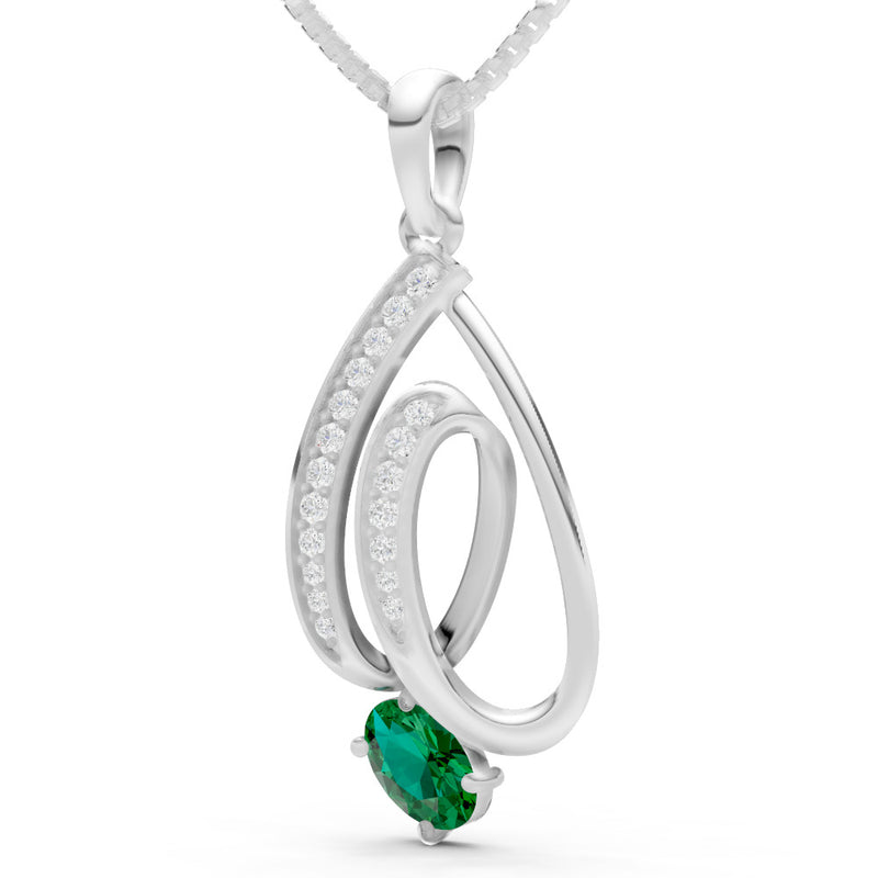 Emerald Gemstone Teardrop Oval Shape Pendant