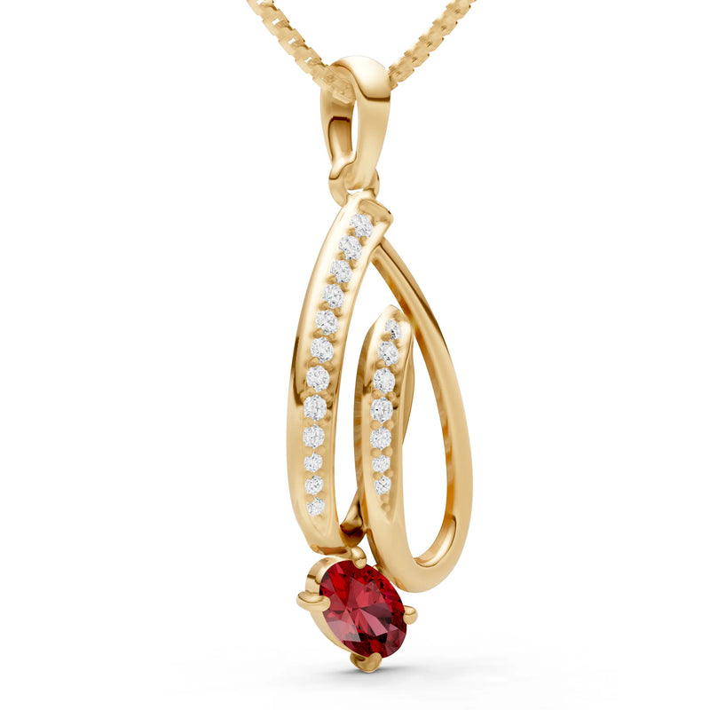 Garnet Gemstone Teardrop Oval Shape Pendant