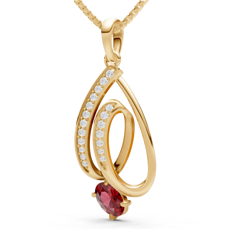 Garnet Gemstone Teardrop Oval Shape Pendant
