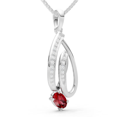Garnet Gemstone Teardrop Oval Shape Pendant
