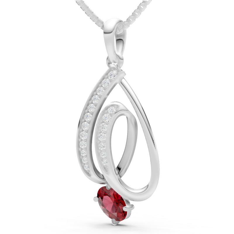 Garnet Gemstone Teardrop Oval Shape Pendant
